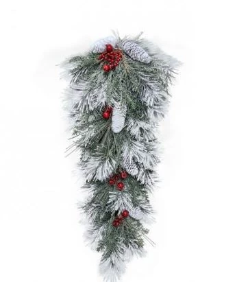 The Christmas Palace 32" FROSTED PINE CONE FRESH BERRY TEARDROP Garlands 1 The Christmas Palace 32" FROSTED PINE CONE FRESH BERRY TEARDROP Garlands