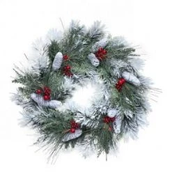 The Christmas Palace Wreaths 30" FROSTED PINE CONE FRESH BERRY WREATH