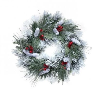 The Christmas Palace Wreaths 30" FROSTED PINE CONE FRESH BERRY WREATH 1 The Christmas Palace Wreaths 30" FROSTED PINE CONE FRESH BERRY WREATH
