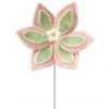 The Christmas Palace 24" PINK & GREEN FROSTED LAYERED CAKE POINSETTIA STEM SET OF 6