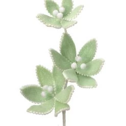 The Christmas Palace Stems & Picks 24" GREEN FROSTED TRIPLE CANDY POINSETTIA STEM SET OF 6
