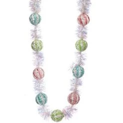 The Christmas Palace 4.5 FT TINSEL FROSTED CANDY GARLAND Garlands