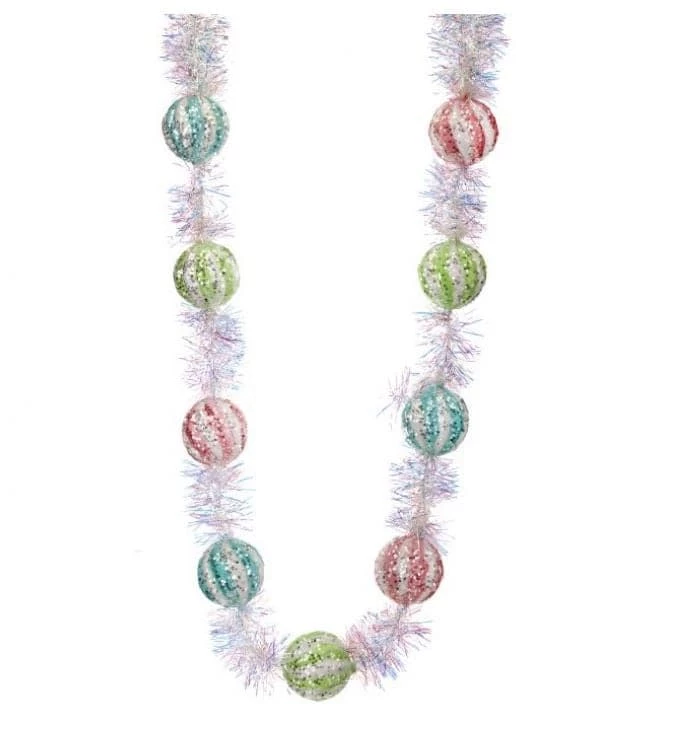 The Christmas Palace 4.5 FT TINSEL FROSTED CANDY GARLAND Garlands 1 The Christmas Palace 4.5 FT TINSEL FROSTED CANDY GARLAND Garlands