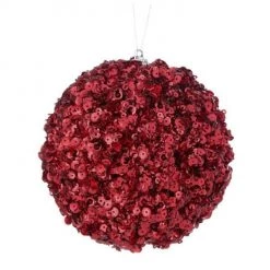 The Christmas Palace Christmas Ornaments 4" RED SEQUINED JEWEL BALL ORNAMENT SET OF 6