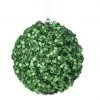 The Christmas Palace 5" GREEN SEQUINED JEWEL BALL ORNAMENT SET OF 6