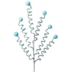 The Christmas Palace 29" BLUE CANDY STRIPE CURL BALL SPRAY SET OF 12 Stems & Picks