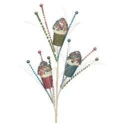 The Christmas Palace 30" MULTI COLOR GLITTER ICE CREAM SPRAY SET OF 6 Stems & Picks