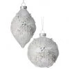 The Christmas Palace 4" - 6" WHITE HOLLY KISMET GLASS ORNAMENT ASSORTED SET OF 6