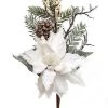 The Christmas Palace 16" ICED POINSETTIA PINE PICK SET OF 6