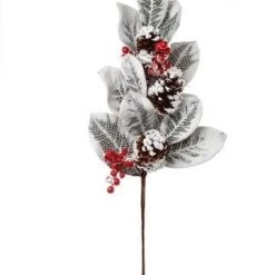 The Christmas Palace 33" SNOW BERRY PINE LEAF PICK SET OF 2 Stems & Picks