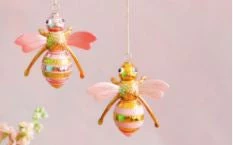 The Christmas Palace GLITTERVILLE STUDIOS 4.5" PINKY BUMBLE BEE ASSORTED SET OF 2