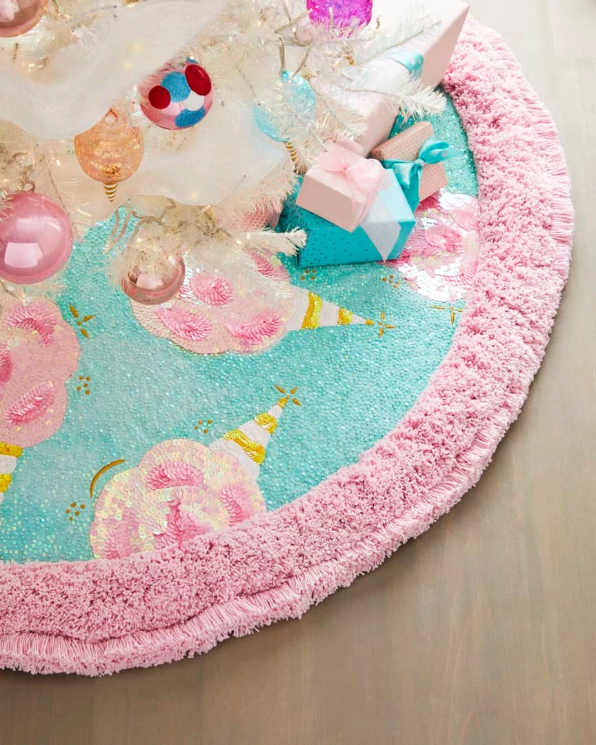 The Christmas Palace GLITTERVILLE STUDIOS 60" VELVET COTTON CANDY TREE SKIRT Skirts & Stockings 1 The Christmas Palace GLITTERVILLE STUDIOS 60" VELVET COTTON CANDY TREE SKIRT Skirts & Stockings