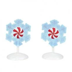 The Christmas Palace VILLAGE ACCESSORY LIT PEPPERMINT SNOWFLAKES Retired Dept. 56