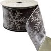 The Christmas Palace Ribbon & Bows 4" X 10YD GREY VELVET WITH GLITTER SNOWFLAKES RIBBON
