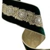 The Christmas Palace Ribbon & Bows 4" X 5YD EMERALD GREEN WITH GOLD JEWELS RIBBON