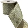 The Christmas Palace 4" X 5YDS METALLIC DUPION GOLD AND SILVER MEDALLION JEWEL TRIM RIBBON
