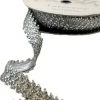 The Christmas Palace 1.5" X 10YD METALLIC DUPION SILVER CRYSTAL TRIM RIBBON