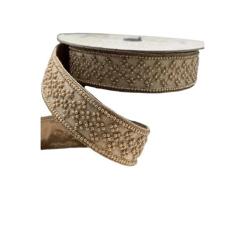 The Christmas Palace 2" X 10YD ROSE GOLD METALLIC DUPION FLORAL TRIM RIBBON Ribbon & Bows 1 The Christmas Palace 2" X 10YD ROSE GOLD METALLIC DUPION FLORAL TRIM RIBBON Ribbon & Bows