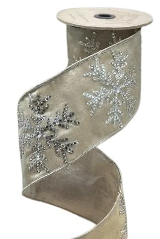 The Christmas Palace 4" X 10YD METALLIC DUPION CRYSTAL SNOWFLAKE 1 The Christmas Palace 4" X 10YD METALLIC DUPION CRYSTAL SNOWFLAKE