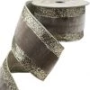The Christmas Palace 4" X 10YD TAUPE VELVET WITH GOLD GLITTER TRIM RIBBON Ribbon & Bows