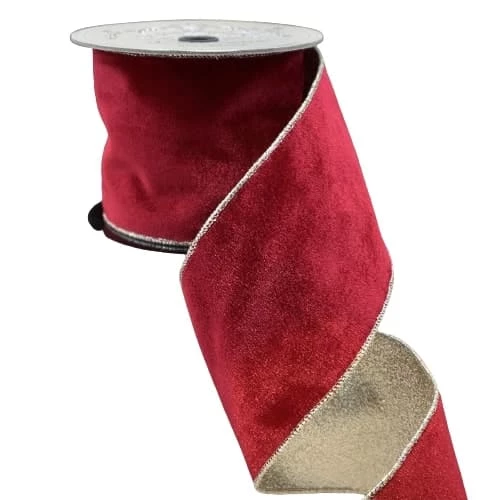 The Christmas Palace Ribbon & Bows 4" X 10YD RED & CELLINE VELVET METALLIC BACK RIBBON 1 The Christmas Palace Ribbon & Bows 4" X 10YD RED & CELLINE VELVET METALLIC BACK RIBBON
