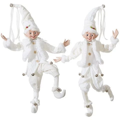 The Christmas Palace Elves 16" WHITE POSABLE ELF SET OF 2 1 The Christmas Palace Elves 16" WHITE POSABLE ELF SET OF 2