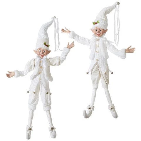The Christmas Palace Elves 30" WHITE POSABLE ELF SET OF 2 1 The Christmas Palace Elves 30" WHITE POSABLE ELF SET OF 2