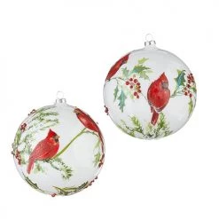 The Christmas Palace Christmas Ornaments 6" CARDINAL BALL ORNAMENTS ASSORTED SET OF 6