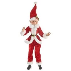 The Christmas Palace Elves 16" RED & WHITE SANTA POSABLE ELF