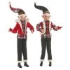 The Christmas Palace 24" BLACK & RED PLAID POSABLE ELF SET OF 2 Elves