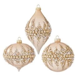 The Christmas Palace 4" CREAM PEARL ORNAMENTS SET OF 12 Christmas Ornaments