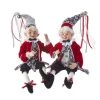 The Christmas Palace 16" BLACK & RED POSABLE ELF ASSORTED SET OF 2