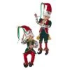 The Christmas Palace 16" RED, GOLD, & GREEN POSABLE ELF ASSORTED SET OF 2 Elves
