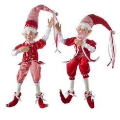 The Christmas Palace 30" RED & WHITE POSABLE ELF ASSORTED SET OF 2