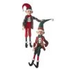 The Christmas Palace Elves 30" RED & GREEN PLAID POSABLE ELF ASSORTED SET OF 2