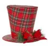 The Christmas Palace Hats & Boxes 12" RED PLAID TOP HAT WITH BOW