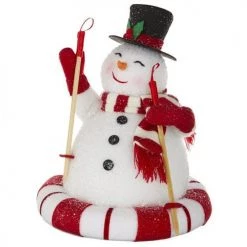 The Christmas Palace 12" RED AND WHITE SNOWMAN TUBING TABLE DECOR Table Tops