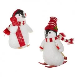 The Christmas Palace 12" SKIING PENGUINS ASSORTED SET OF 2
