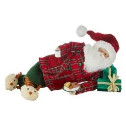 The Christmas Palace 20" SANTA LYING DOWN WITH TRAY OF COOKIES Santas