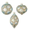 The Christmas Palace 4" BLUE DIAMOND POINT JEWELED ASSORTED SET OF 12 Christmas Ornaments