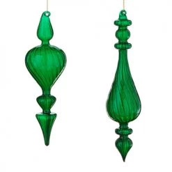 The Christmas Palace Christmas Ornaments 11" GREEN FINIAL ORNAMENT ASSORTED SET OF 8