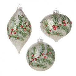The Christmas Palace 4" PINE AND BERRY ORNAMENT ASSORTED SET OF 6 Christmas Ornaments