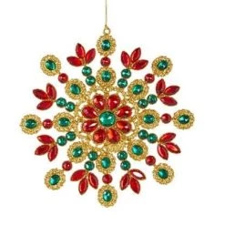 The Christmas Palace 6" MULTI COLOR JEWELED SNOWFLAKE ORNAMENT SET OF 6