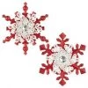 The Christmas Palace Christmas Ornaments 5" RED AND WHITE SNOWFLAKES ASSORTED SET OF 12
