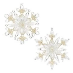 The Christmas Palace 5" GOLD GLITTERED SNOWFLAKES SET OF 12 Christmas Ornaments