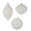 The Christmas Palace 4" IVORY PEARL BEADED ORNAMENTS ASSORTED SET OF 12