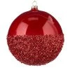 The Christmas Palace 6" HALF GLITTERED RED ORNAMENT Christmas Ornaments