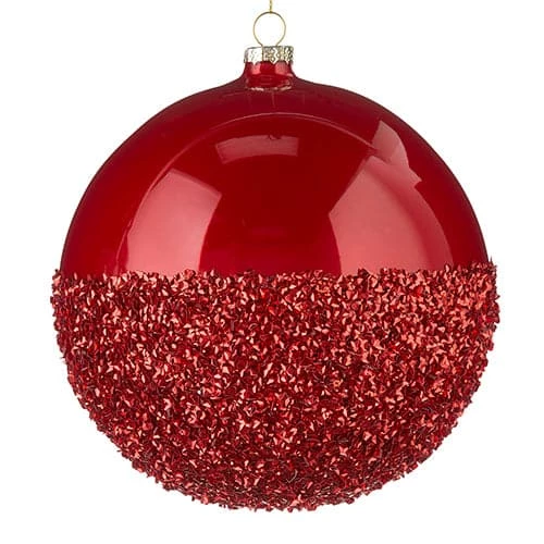 The Christmas Palace 6" HALF GLITTERED RED ORNAMENT Christmas Ornaments 1 The Christmas Palace 6" HALF GLITTERED RED ORNAMENT Christmas Ornaments