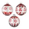 The Christmas Palace 4" PEPPERMINT PATTERNED ORNAMENTS ASSORTED SET OF 6