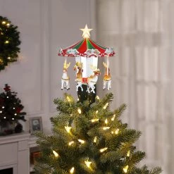 The Christmas Palace Angels & Toppers 11" CAROUSEL ANIMATED TREE TOPPER